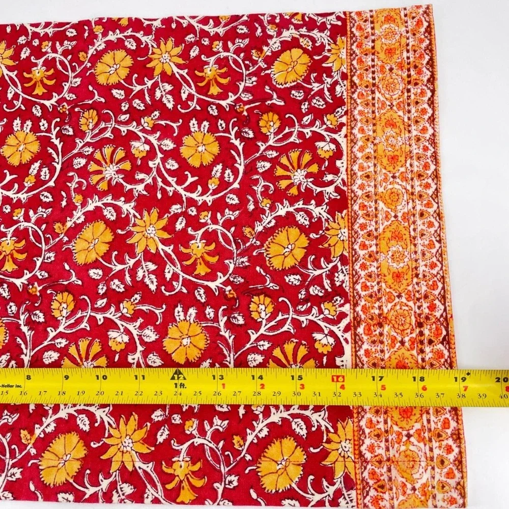 Pottery Barn Scarlett Red Floral‎ Cotton Placemats Set of 6 Block Print 14x20 B